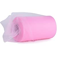 AONER 91mx15cm Rollos de Tul Carrete de Tulle Rosa Decoración Boda Fiesta Cumpleaños Bricolaje 100 Yardas (Rosa)